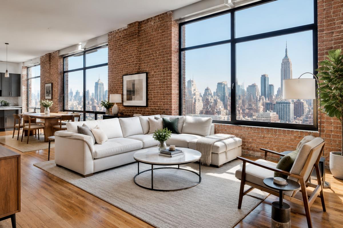 Manhattan loft apartment with exposed brick and skyline views
